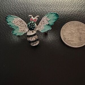Green and Silver Butterfly Brooch